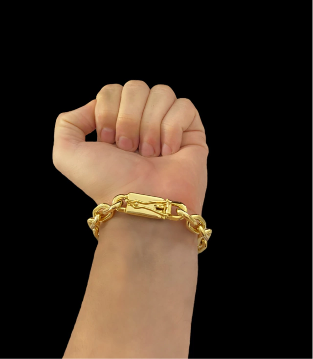 PULSEIRA CADEADO 12MM - BANHADA A OURO 18K