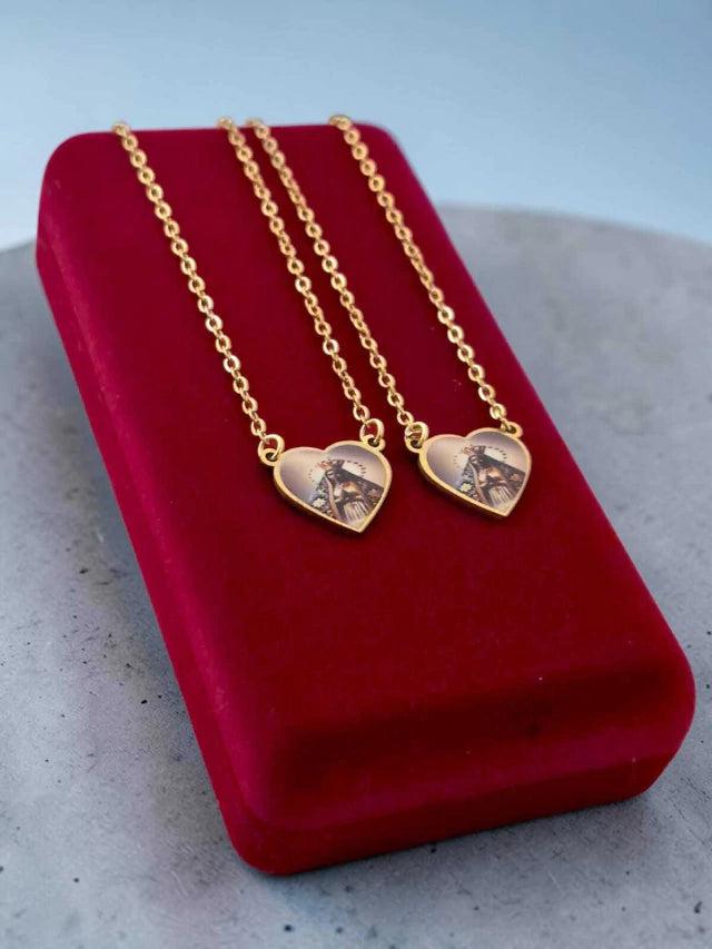 ESCAPULÁRIO CORAÇÃO NOSSA SENHORA BANHADO A OURO 18K