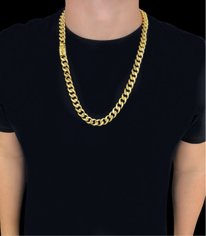 CORDÃO PITBULL 13MM - BANHADO A OURO 18k