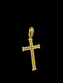 PINGENTE CRUZ CRAVEJADA PEDRAS PRETAS M- BANHADO A OURO 18K