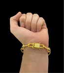 PULSEIRA CADEADO ALONGADO 12MM - BANHADO A OURO 18k