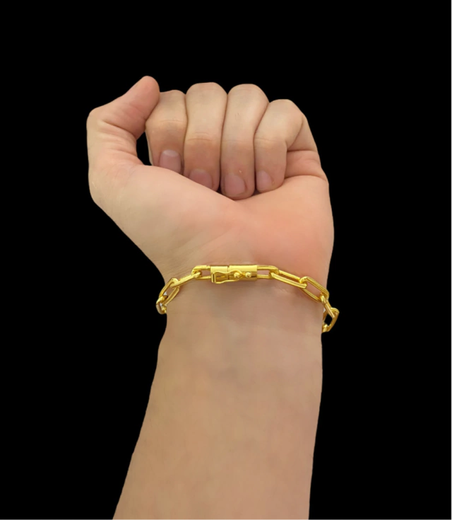 PULSEIRA CADEADO ALONGADO 7MM- BANHADO A OURO 18k