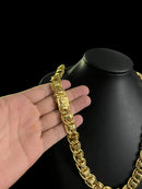 CORDÃO DUBAI 15MM FECHO ESPECIAL MÃO REZANDO BANHADO A OURO 18K -