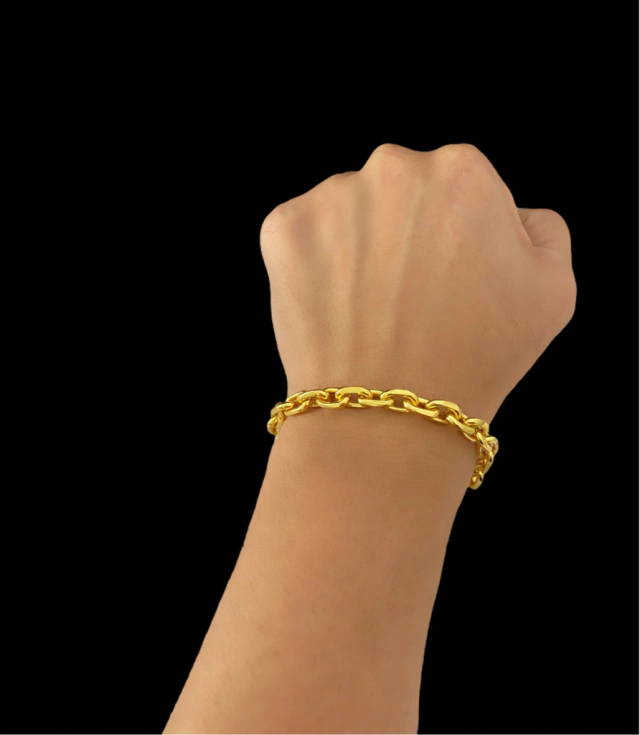 PULSEIRA CADEADO 8MM - BANHADA A OURO 18K