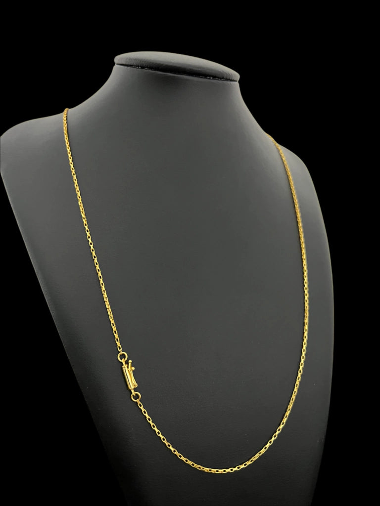CORDÃO TIJOLINHO 1MM- BANHADO A OURO 18K