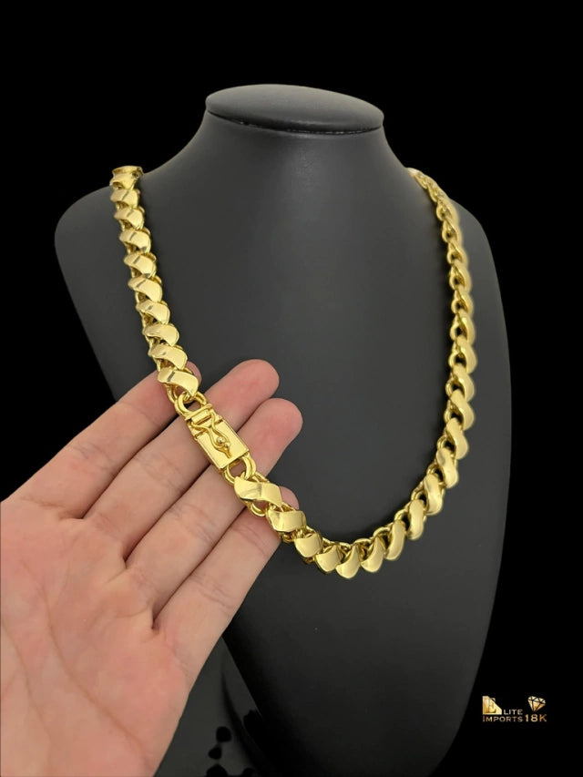 CORDÃO FRISO S 13MM - BANHADO OURO 18k