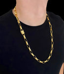 CORDÃO TIJOLINHO 8MM- BANHADO A OURO 18K