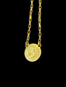 ESCAPULÁRIO TIJOLINHO 1MM SÃO JORGE REDONDO - BANHADO A OURO 18K