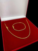 CORDÃO CADEADO + PULSEIRA 1MM - BANHADO A OURO 18K