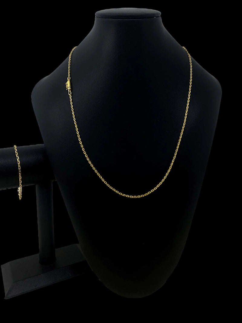 CORDÃO CADEADO + PULSEIRA 1MM - BANHADO A OURO 18K