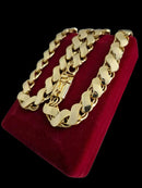 CORDÃO FRISO S 13MM FECHO 18K - BANHADO A OURO 18K