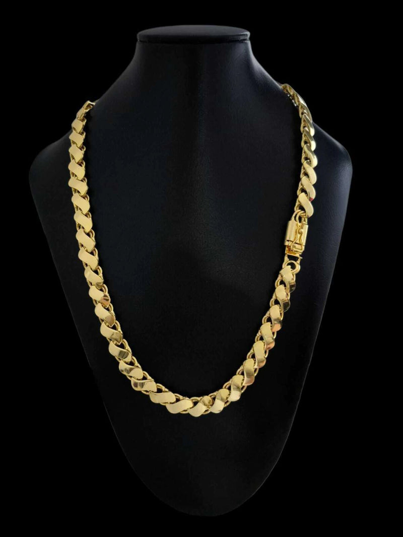 CORDÃO FRISO S 13MM FECHO 18K - BANHADO A OURO 18K