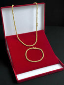 CORDÃO + PULSEIRA BAIANO 3MM FEMININO - BANHADO A OURO 18K