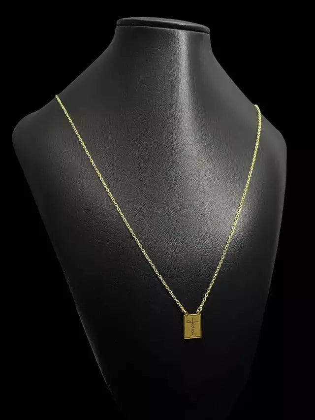 ESCAPULÁRIO JESUS E ORAÇÃO PAI NOSSO 70CM - BANHADO A OURO 18k