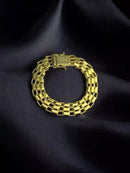 PULSEIRA TIJOLINHO TRIPLO 12MM - BANHADO A OURO 18K