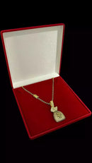 CORDÃO PITBULL ALONGADO 3mm + PINGENTE SACO DE DINHEIRO BANHADO A OURO 18K