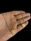 ESCAPULÁRIO TIJOLINHO 1MM SÃO JORGE REDONDO - BANHADO A OURO 18K