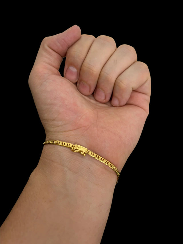 PULSEIRA 3MM PIASTRINE - BANHADO A OURO 18k