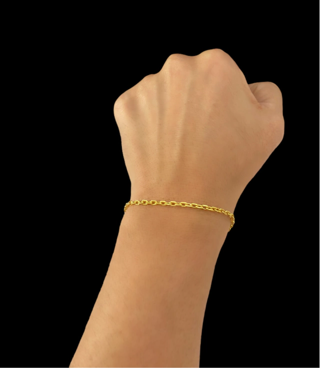 PULSEIRA CADEADO 2MM - BANHADA A OURO 18K