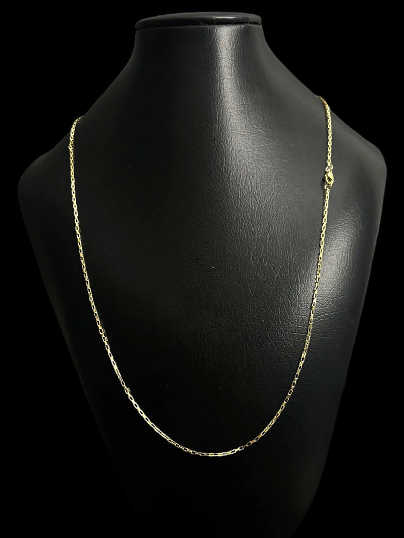 CORDÃO TIJOLINHO 1.5MM FECHO LAGOSTA- BANHADO A OURO 18K