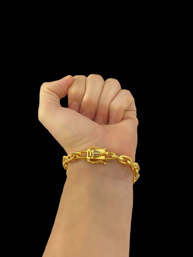 PULSEIRA CADEADO 10MM ESPECIAL FECHO NOSSA SENHORA - BANHADA A OURO 18K