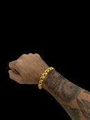 PULSEIRA FRISO TRIPLO 12MM FECHO JESUS CRISTO - BANHADO A OURO 18K