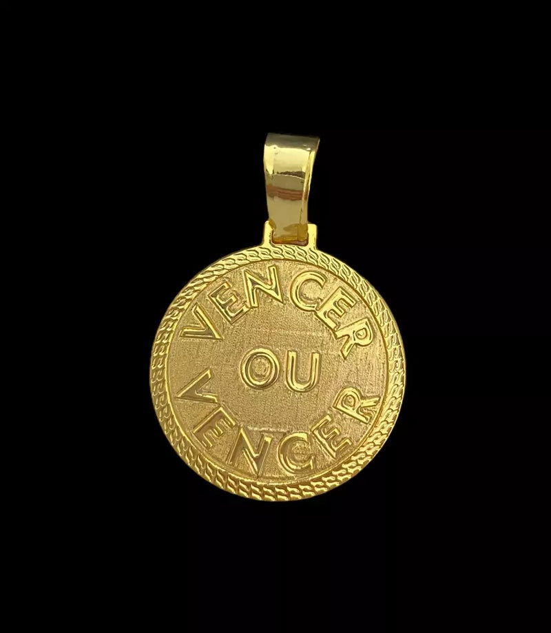 PINGENTE VENCER OU VENCER M - BANHADO A OURO 18K