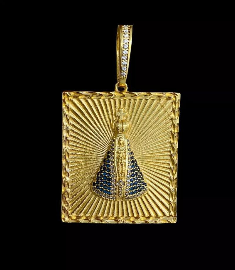 PINGENTE NOSSA SENHORA QUADRADA GG - BANHADO A OURO 18K