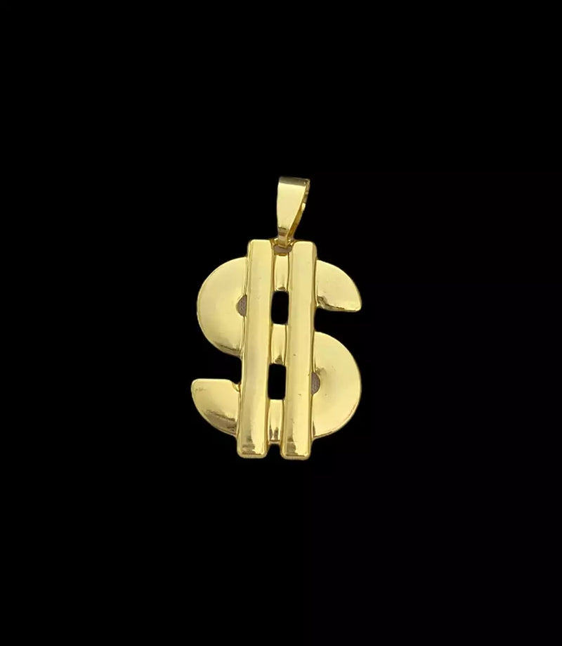 PINGENTE CIFRÃO 3D M - BANHADO A OURO 18K