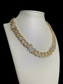 CORDÃO 10MM CRAVEJADO BORBOLETA FEMININO - BANHADO A OURO 18K 757
