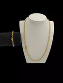 KIT FEMININO CORDÃO + PULSEIRA ELO PORTUGUÊS 3MM - BANHADO A OURO 18k