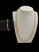 KIT FEMININO CORDÃO + PULSEIRA ELO PORTUGUÊS 3MM - BANHADO A OURO 18k