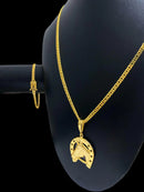 KIT GRUMET 5MM + PINGENTE CAVALO BANHADO A OURO 18K