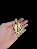 PINGENTE GIRATÓRIO JESUS CRISTO E NOSSA SENHORA BANHADO A OURO 18K