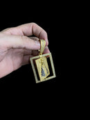 PINGENTE GIRATÓRIO JESUS CRISTO E NOSSA SENHORA BANHADO A OURO 18K