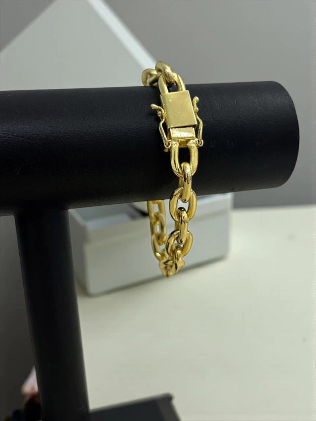 PULSEIRA CADEADO 14MM - BANHADA A OURO 18K