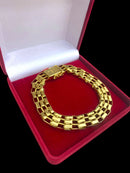 PULSEIRA TIJOLINHO TRIPLO 12MM - BANHADO A OURO 18K