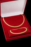 CORDÃO GRUMET LAMINADO + PULSEIRA FEMININO BANHADO A OURO 18K