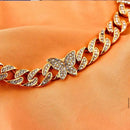 CORDÃO 10MM CRAVEJADO BORBOLETA FEMININO - BANHADO A OURO 18K 757