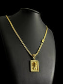 CORDÃO GRUMET + PINGENTE JESUS 5MM BANHADO A OURO 18K