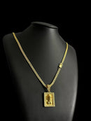 CORDÃO GRUMET + PINGENTE JESUS 5MM BANHADO A OURO 18K