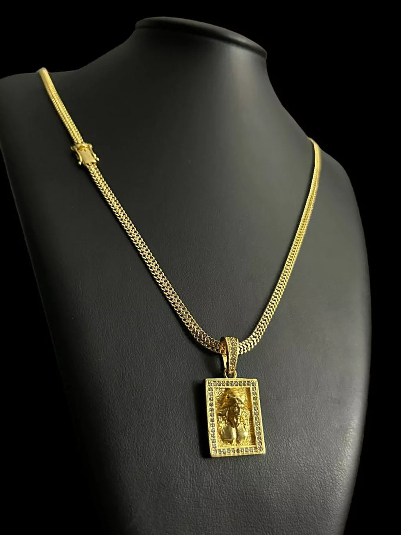 CORDÃO LACRAIA 5MM + PINGENTE JESUS BANHADO A OURO 18K