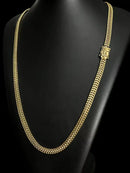 CORDÃO LACRAIA 8MM FECHO MÃO ORANDO BANHADO A OURO 18K