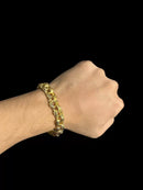 PULSEIRA FRISO TRIPLO 12MM FECHO NOSSA SENHORA- BANHADO A OURO 18K