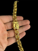 CORDÃO FRISO 12MM FECHO MÃO ORANDO BANHADO A OURO 18K