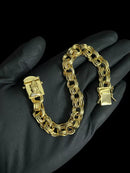 PULSEIRA FRISO TRIPLO 12MM FECHO MAO ORANDO - BANHADO A OURO 18K