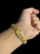 PULSEIRA FRISO TRIPLO 12MM FECHO SAO JORGE - BANHADO A OURO 18K