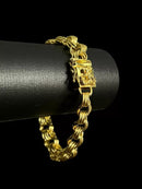 PULSEIRA FRISO TRIPLO 12MM FECHO SAO JORGE - BANHADO A OURO 18K