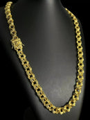 CORDÃO + PULSEIRA FRISO 12MM FECHO SÃO JORGE BANHADO A OURO 18K