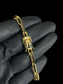 PULSEIRA CADEADO ALONGADO 7MM FECHO NOSSA SENHORA - BANHADO A OURO 18K